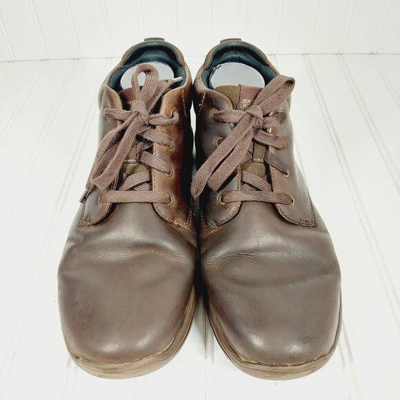 Skechers Harper Melden Men's Casual Lightweight Brown Leather Lace Up Shoes A739 - Picture 3 of 11